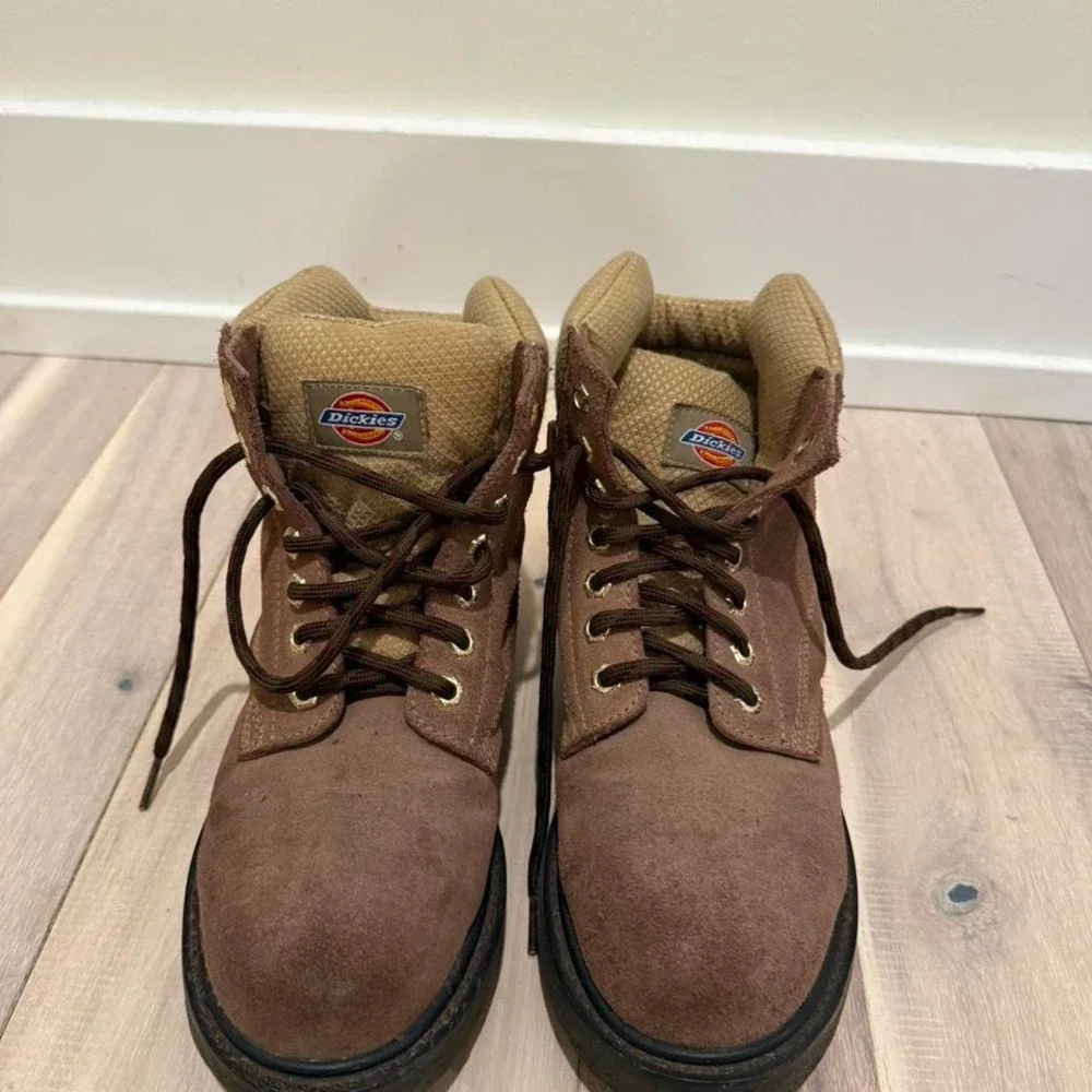 Dickies steel toe Sz 6.5 brown lace up boots #workwear #boots
